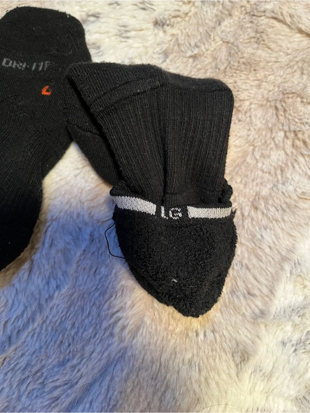 Nike Black Low-Cut Dri-FIT Left/Right Athletic Socks with Orange L/R Mark